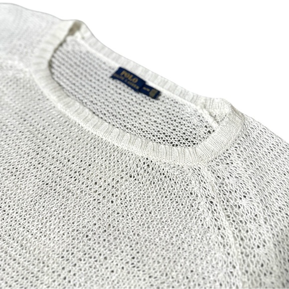 Polo by Ralph Lauren 100% Linen Open Knit Long Sleeve Crewneck Sweater Size M - Picture 7 of 7